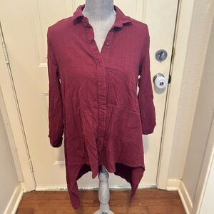 For Cynthia Maroon Button-Down Shirt